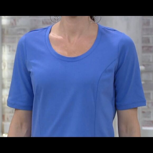 Bob Mackie Essential Elbow Sleeve T-Shirt - Picture 2 of 5